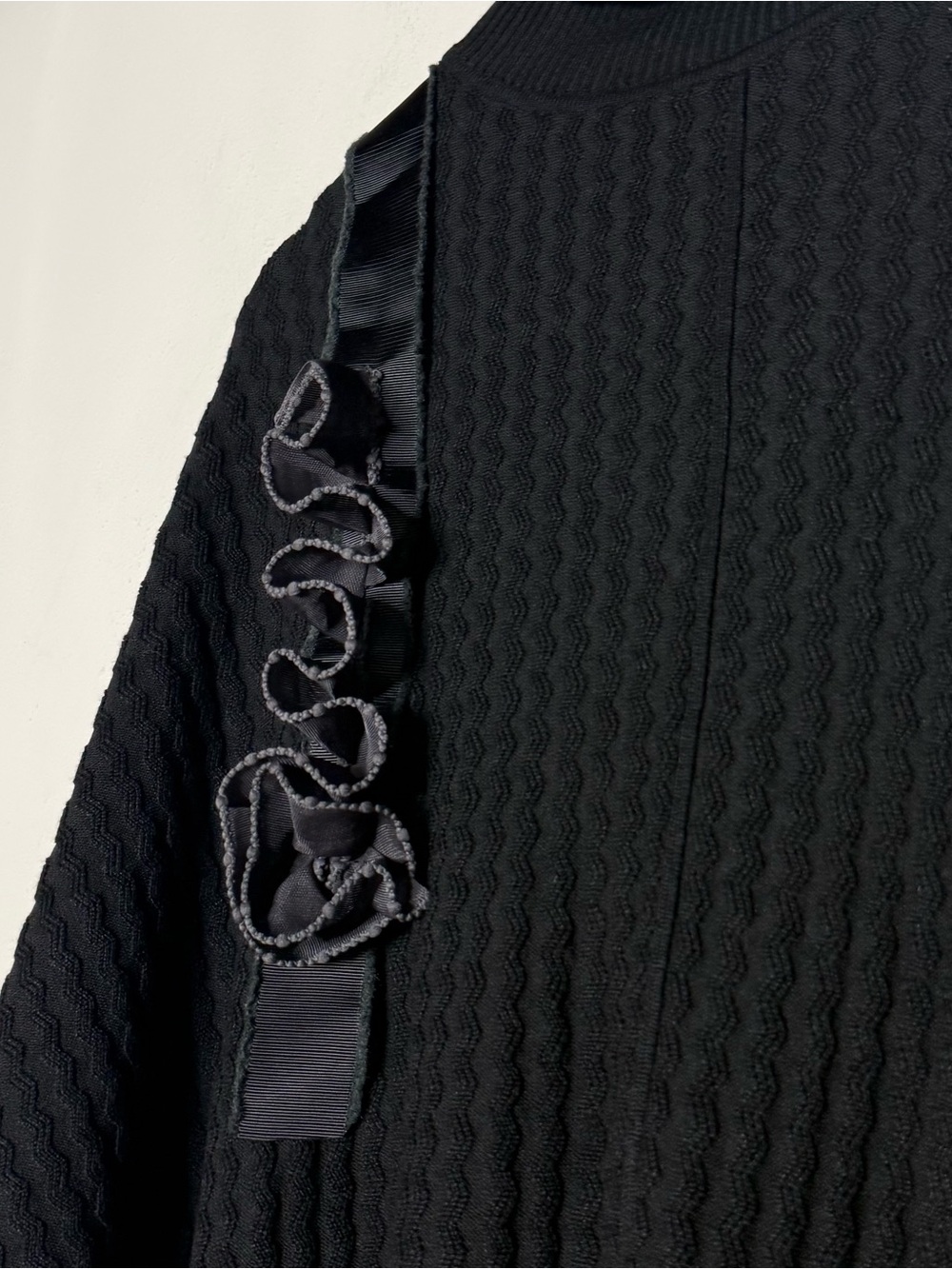 Avant Garde Oversized Embellished Mock Neck Knit High Low Sweater Dress XL Black - Picture 8 of 14